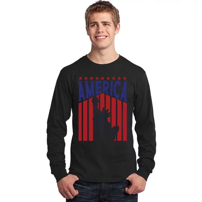 America Fourth Of July Usa Patriotic Graphic Tall Long Sleeve T-Shirt