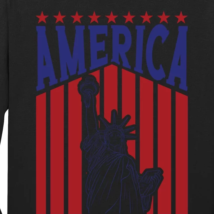 America Fourth Of July Usa Patriotic Graphic Tall Long Sleeve T-Shirt