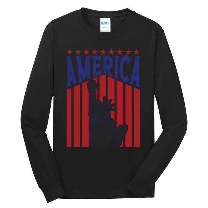 America Fourth Of July Usa Patriotic Graphic Tall Long Sleeve T-Shirt