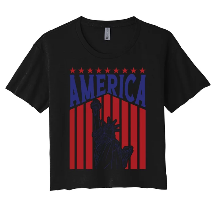 America Fourth Of July Usa Patriotic Graphic Women's Crop Top Tee