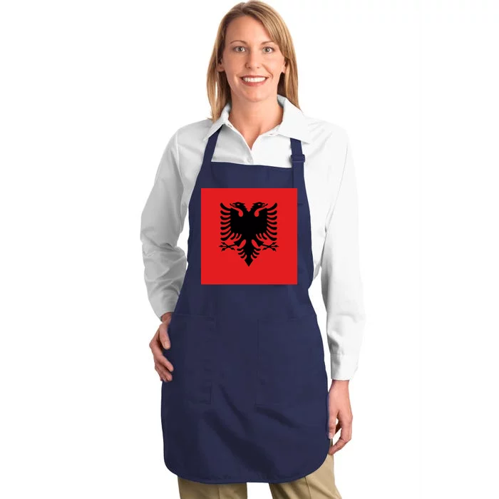 Albanian Flag of Albania Full-Length Apron With Pocket