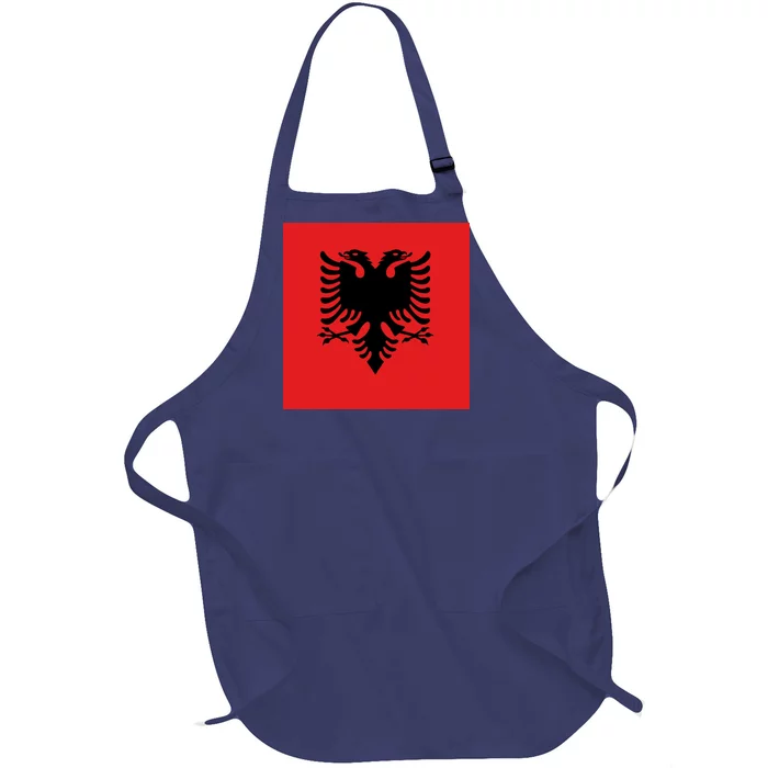 Albanian Flag of Albania Full-Length Apron With Pocket