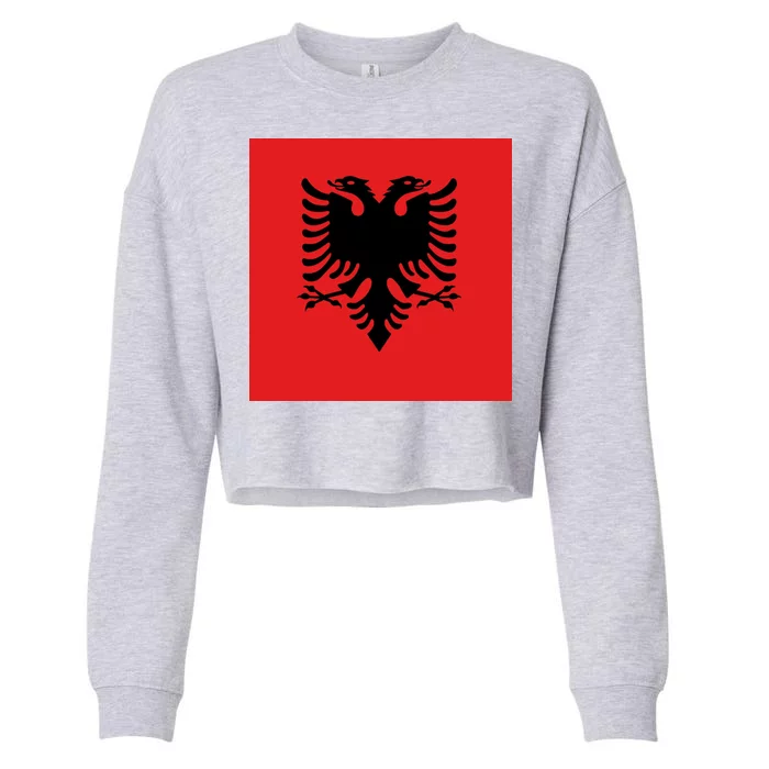 Albanian Flag of Albania Cropped Pullover Crew