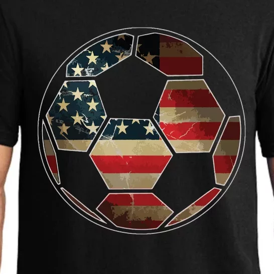 American Flag On Soccer Ball Soccer Ball Flag Tee Pajama Set