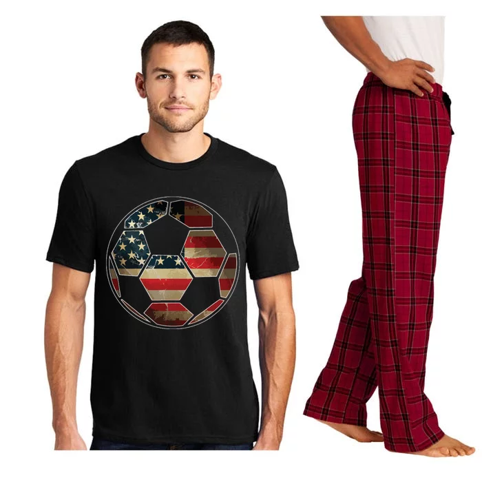 American Flag On Soccer Ball Soccer Ball Flag Tee Pajama Set