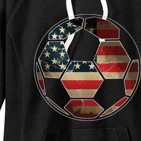 American Flag On Soccer Ball Soccer Ball Flag Tee Women's Fleece Hoodie