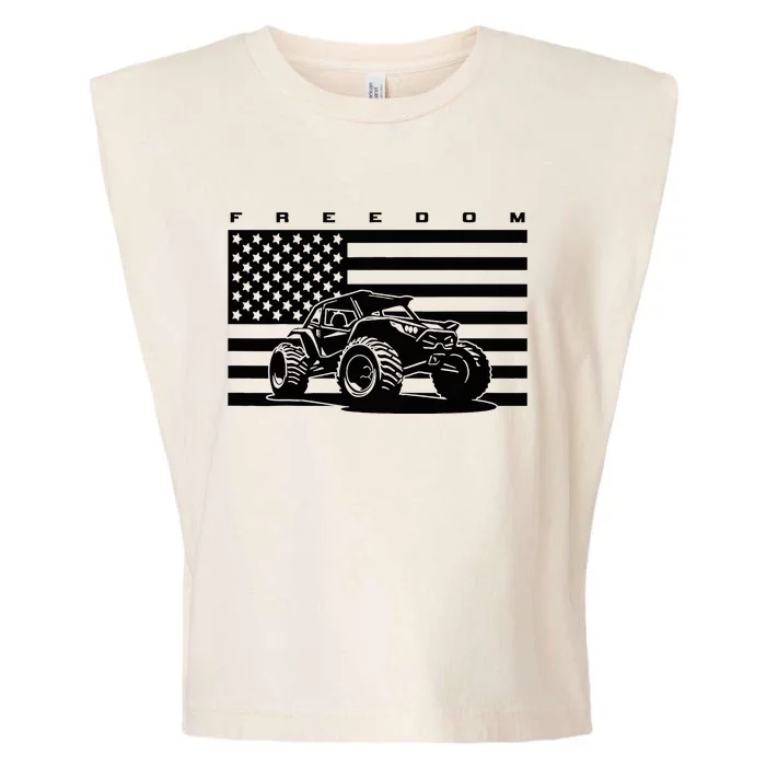 American Flag Off Roading Quad Atv Garment-Dyed Women's Muscle Tee