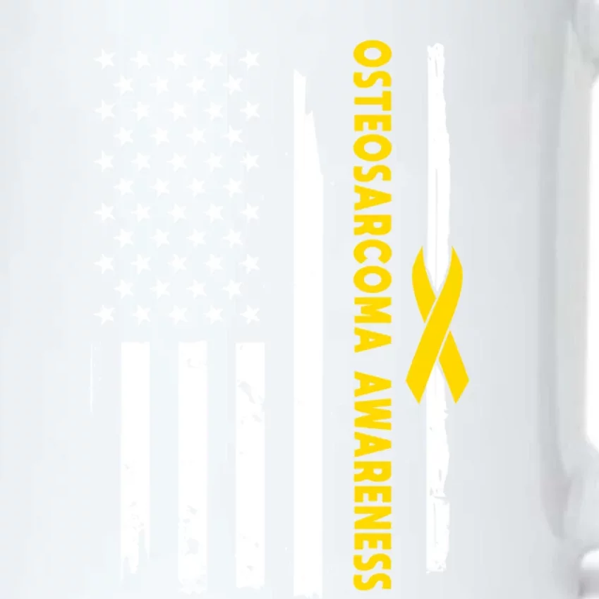 American Flag Osteosarcoma Awareness Wear Yellow Ribbon Usa Gift Black Color Changing Mug