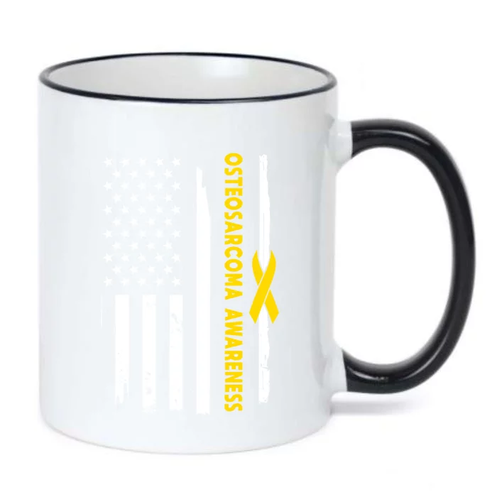 American Flag Osteosarcoma Awareness Wear Yellow Ribbon Usa Gift Black Color Changing Mug