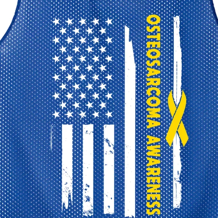 American Flag Osteosarcoma Awareness Wear Yellow Ribbon Usa Gift Mesh Reversible Basketball Jersey Tank