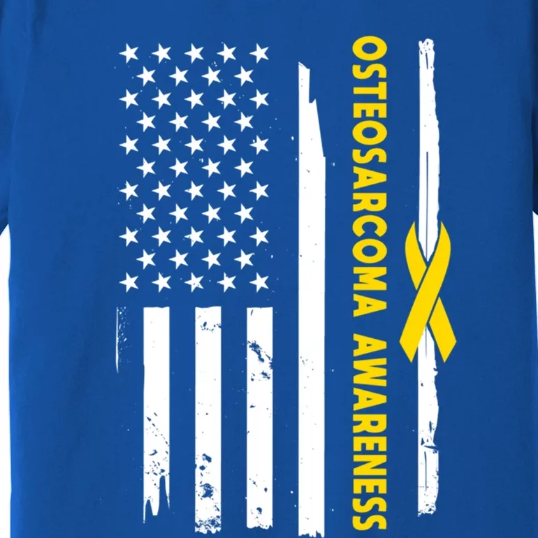 American Flag Osteosarcoma Awareness Wear Yellow Ribbon Usa Gift Premium T-Shirt