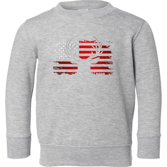 American Flag Outdoor Clothing Antlers Deer Toddler Sweatshirt