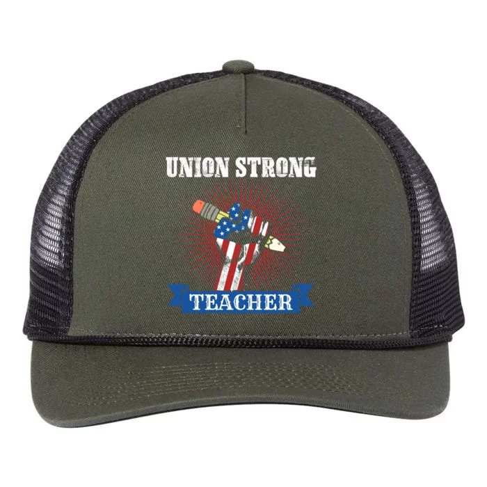 American Flag Of Professional Teacher Worker Union Labor Day Gift Retro Rope Trucker Hat Cap