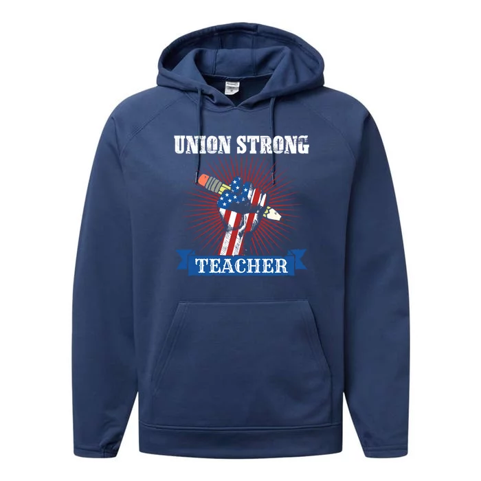 American Flag Of Professional Teacher Worker Union Labor Day Gift Performance Fleece Hoodie