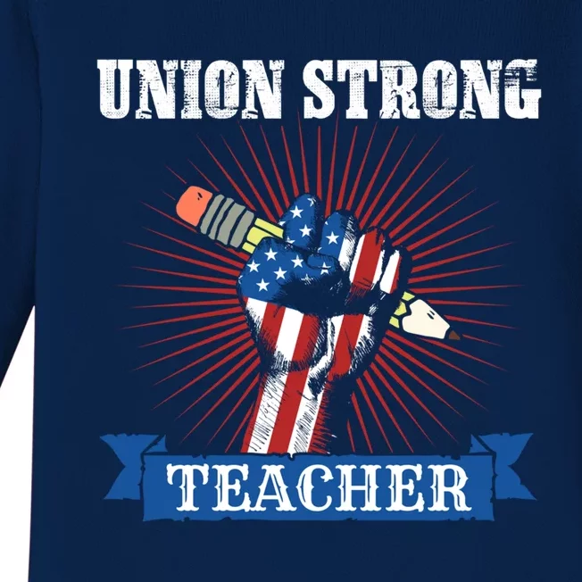 American Flag Of Professional Teacher Worker Union Labor Day Gift Baby Long Sleeve Bodysuit