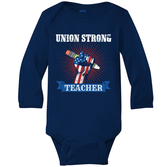 American Flag Of Professional Teacher Worker Union Labor Day Gift Baby Long Sleeve Bodysuit