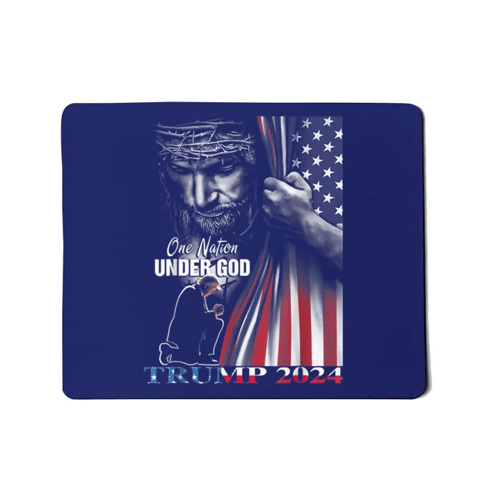 American Flag One Nation Under God Trump 2024 God Gift Mousepad