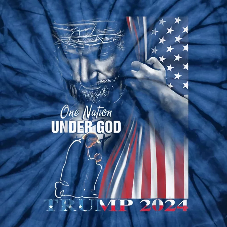 American Flag One Nation Under God Trump 2024 God Gift Tie-Dye T-Shirt