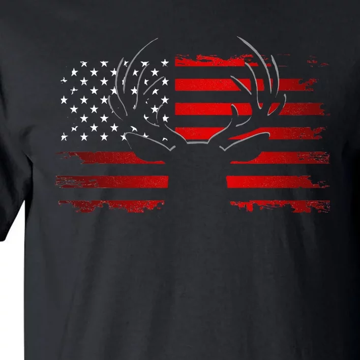 American Flag Outdoor Clothing Antlers Deer Tall T-Shirt