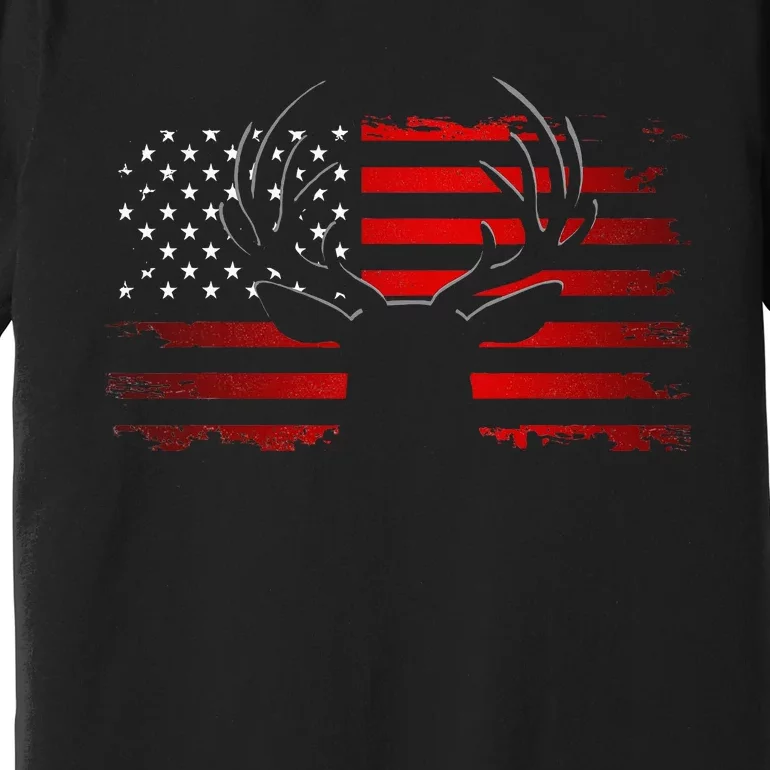 American Flag Outdoor Clothing Antlers Deer Premium T-Shirt