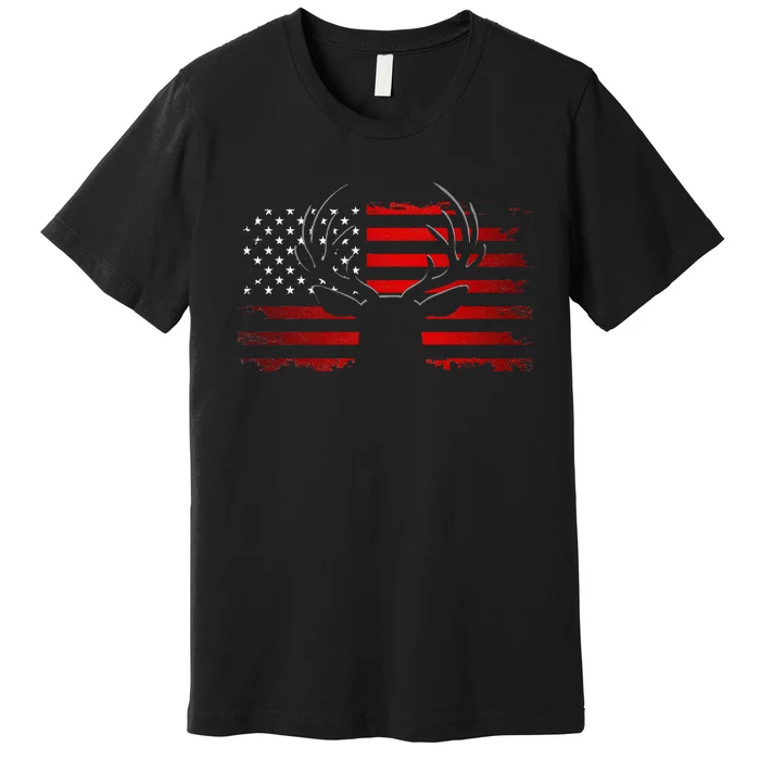 American Flag Outdoor Clothing Antlers Deer Premium T-Shirt