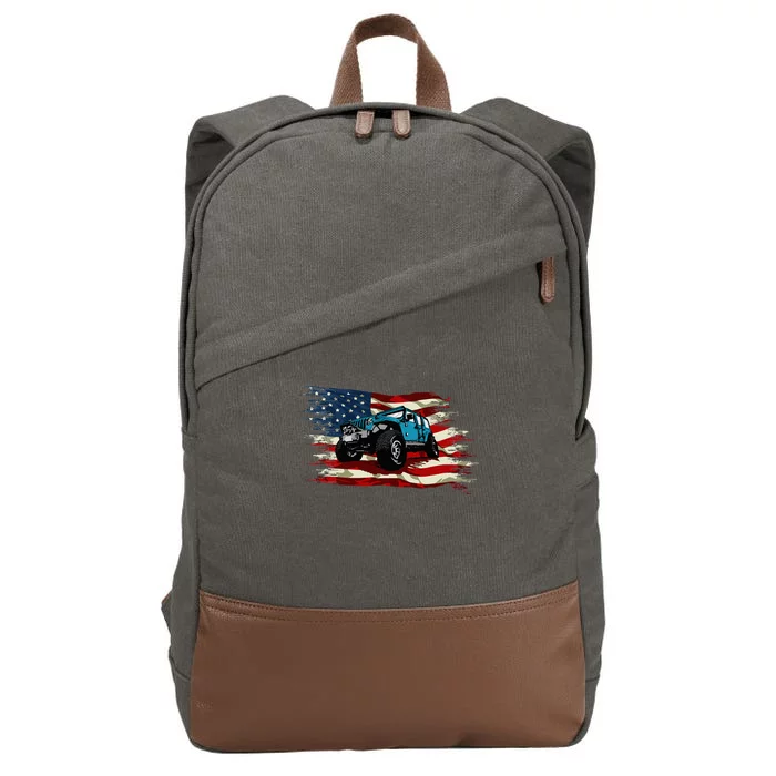 American Flag Off Roading Off Road 4x4 Mudding Cotton Canvas Backpack