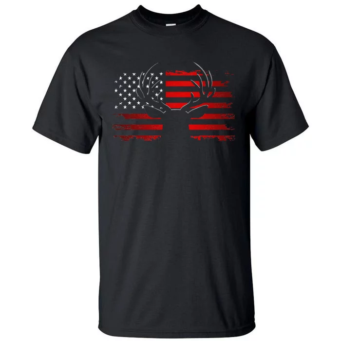 American Flag Outdoor Clothing Antlers Deer Tall T-Shirt