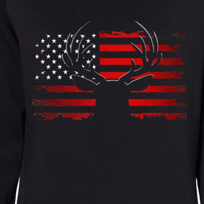 American Flag Outdoor Clothing Antlers Deer Womens California Wash Sweatshirt