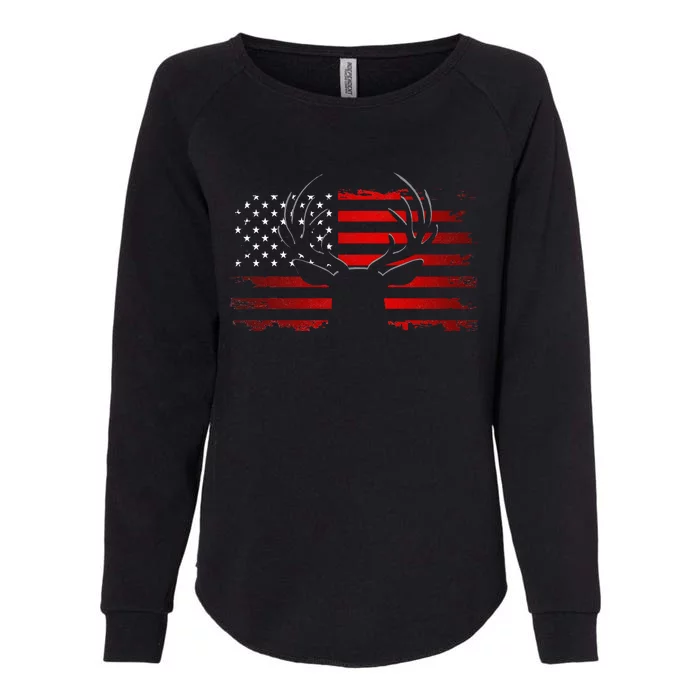 American Flag Outdoor Clothing Antlers Deer Womens California Wash Sweatshirt