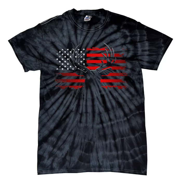 American Flag Outdoor Clothing Antlers Deer Tie-Dye T-Shirt