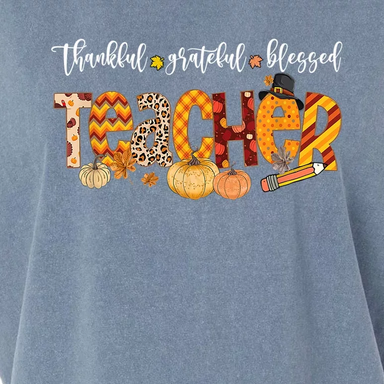 Autumn Fall Outfit Teacher Thankful Grateful Blessed Pumpkin Gift Garment-Dyed Women's Muscle Tee