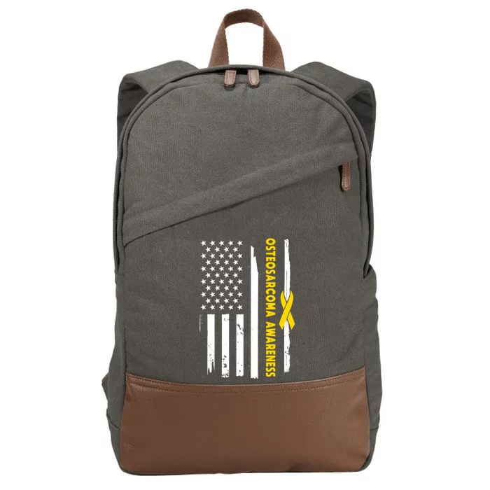 American Flag Osteosarcoma Awareness Wear Yellow Ribbon Usa Great Gift Cotton Canvas Backpack