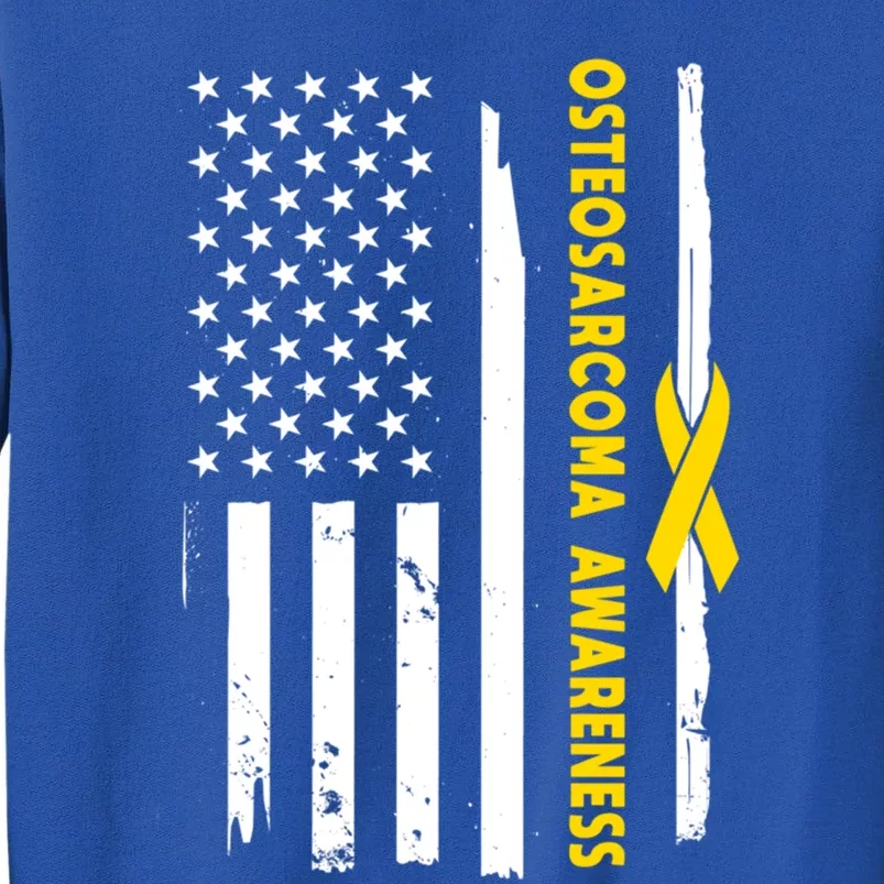 American Flag Osteosarcoma Awareness Wear Yellow Ribbon Usa Gift Tall Sweatshirt