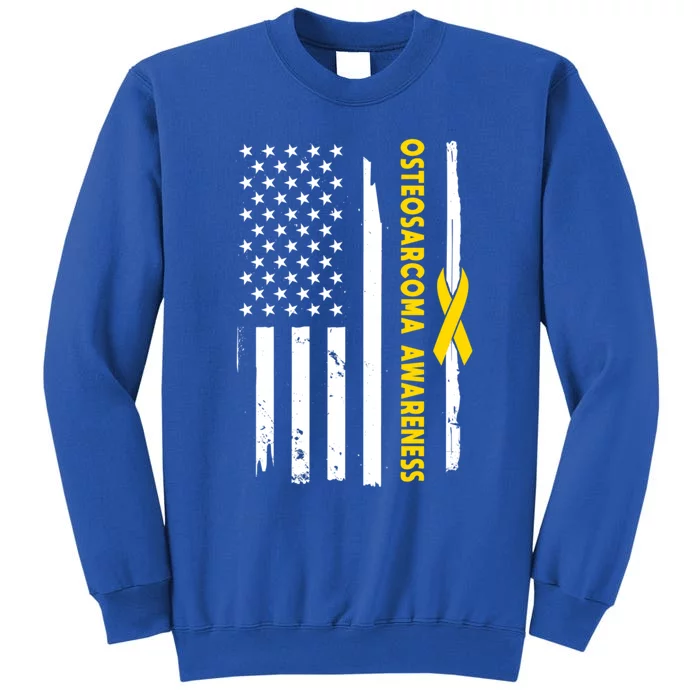 American Flag Osteosarcoma Awareness Wear Yellow Ribbon Usa Gift Tall Sweatshirt