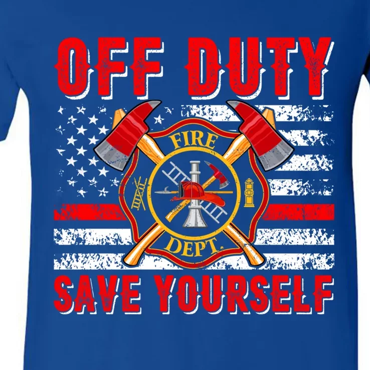 American Flag Offmeaningful Giftduty Save Yourself Firefighter Fire Gift V-Neck T-Shirt