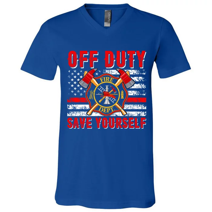 American Flag Offmeaningful Giftduty Save Yourself Firefighter Fire Gift V-Neck T-Shirt