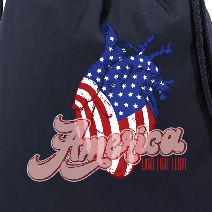 American Flag On Hu Heart : Merica Land That I Love Funny Gift Drawstring Bag