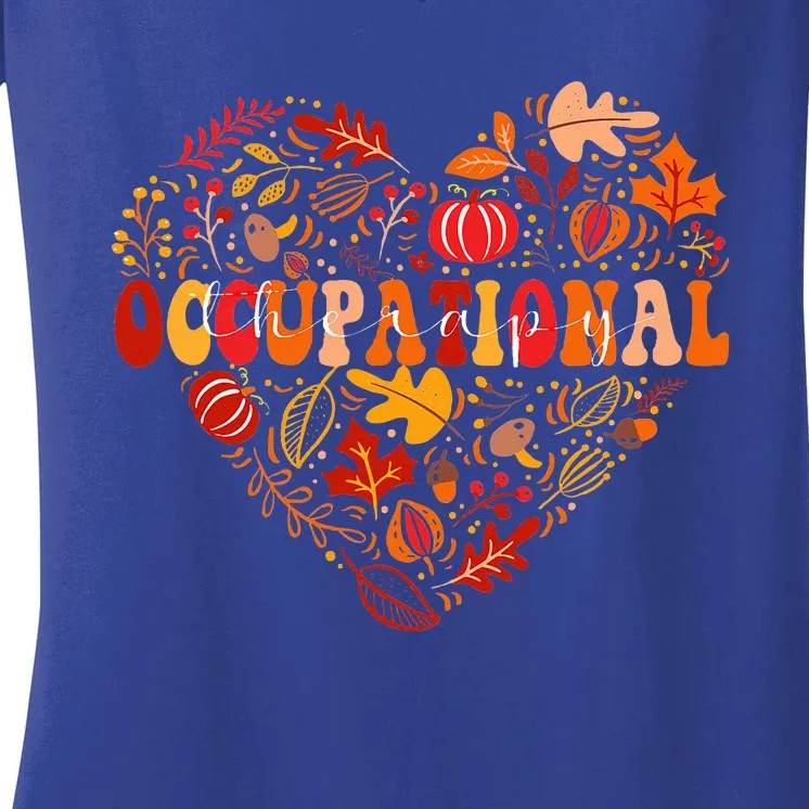 Autumn Fall OT Occupational Therapy Therapist Thanksgiving Women's V-Neck T-Shirt