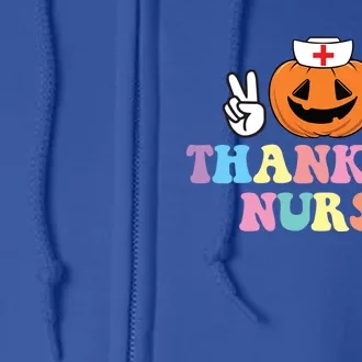 Autumn Fall Outfit Nurse Thankful Grateful Blessed Pumpkin Gift Full Zip Hoodie