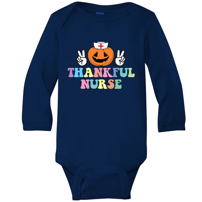 Autumn Fall Outfit Nurse Thankful Grateful Blessed Pumpkin Gift Baby Long Sleeve Bodysuit