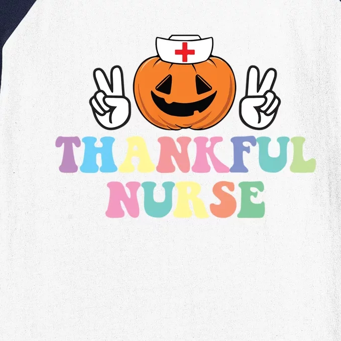 Autumn Fall Outfit Nurse Thankful Grateful Blessed Pumpkin Gift Baseball Sleeve Shirt