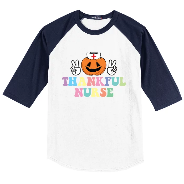 Autumn Fall Outfit Nurse Thankful Grateful Blessed Pumpkin Gift Baseball Sleeve Shirt