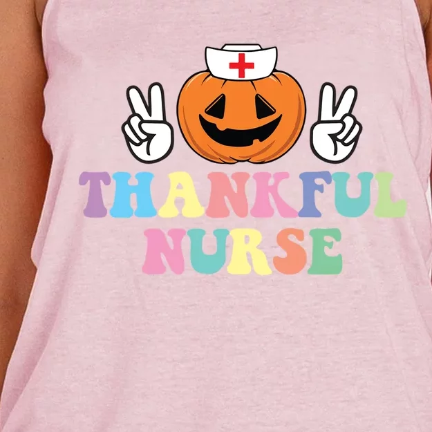 Autumn Fall Outfit Nurse Thankful Grateful Blessed Pumpkin Gift Women's Knotted Racerback Tank