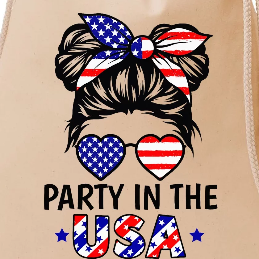 American Flag Party In Usa 4th July Patriotic Drawstring Bag