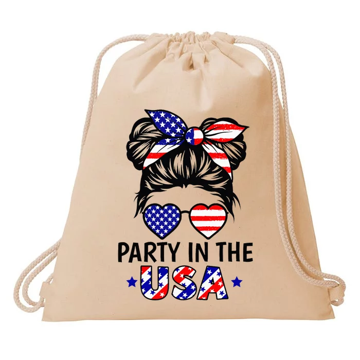 American Flag Party In Usa 4th July Patriotic Drawstring Bag