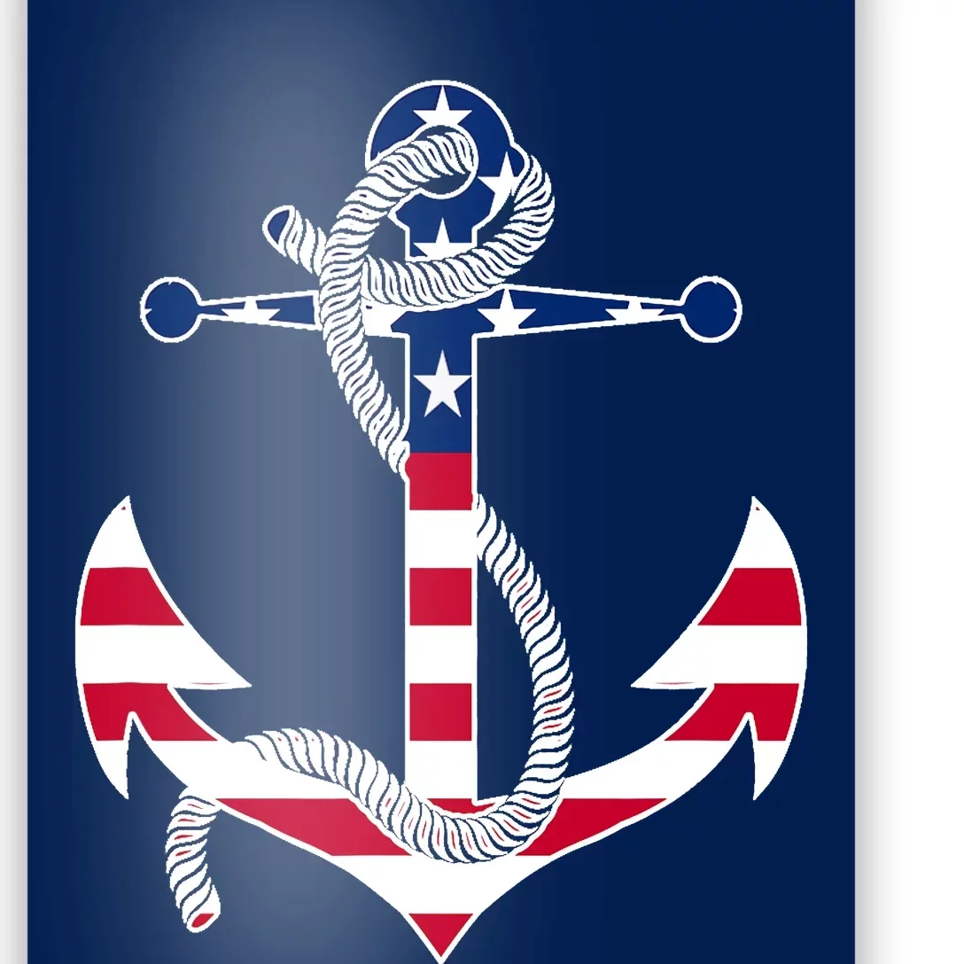 American Flag Patriotic Anchor - Memorial Day 4th Of July Poster