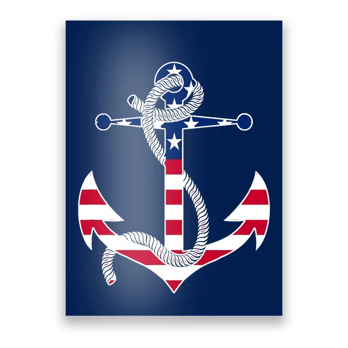 American Flag Patriotic Anchor - Memorial Day 4th Of July Poster