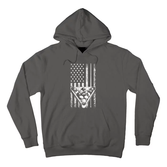 American Flag Pool Player Billiard Vintage Gift Tall Hoodie