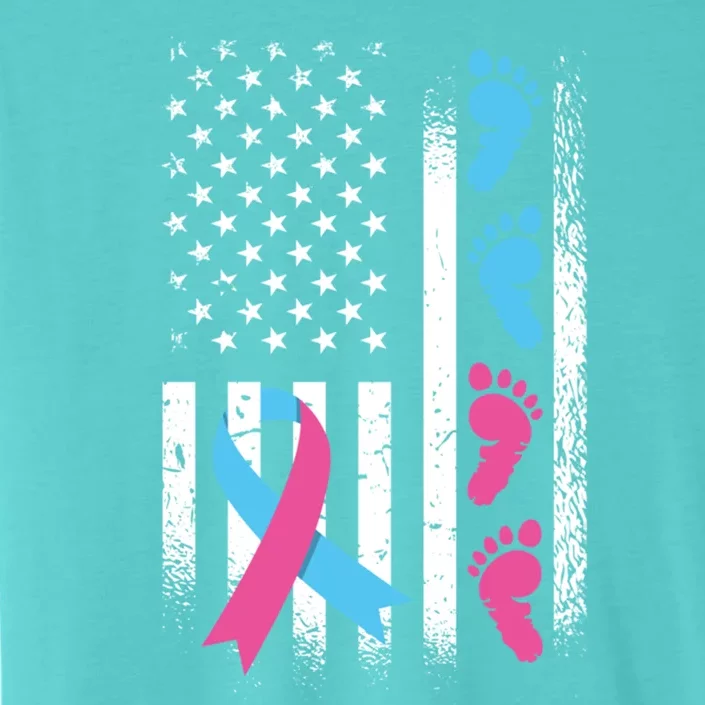 American Flag Pink And Blue Ribbon Pregnancy And Infant Loss Meaningful Gift ChromaSoft Performance T-Shirt