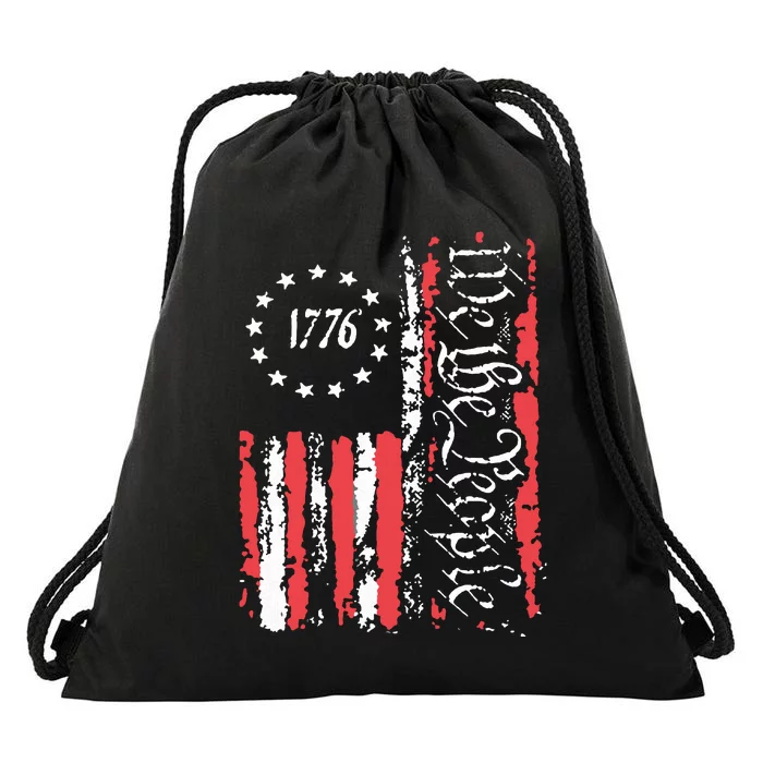 American Flag Patriotic 1776 We The People Usa Drawstring Bag